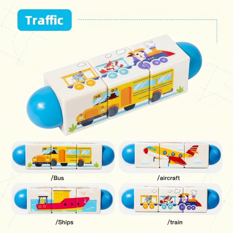 WoodiTurn– Lehrreich&Unterhaltsam– Drehbares Puzzle Fahrzeuge | Pädagogisches Holzspielzeug von Mein Kleines Baby