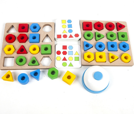 Woods™ - Entwickelt die Hand-Augen-Koordination! - Spiel der Formen 2er Set + GRATIS'Halli Galli'Glocke | Pädagogisches Holzspielzeug von Mein Kleines Baby