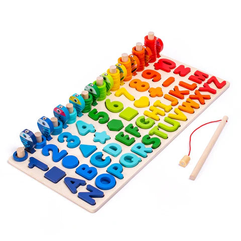 Woods™ | Entwicklung von Fähigkeiten - Montessori-Spielbrett aus Holz Pastell XL | Pädagogisches Holzspielzeug von Mein Kleines Baby