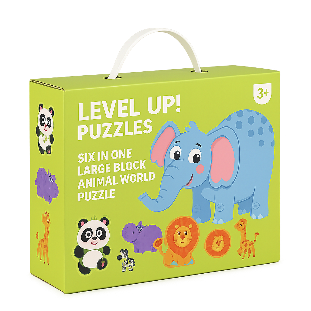 Woods™ - Feinmotorik und Kreativität - 6-in-1-Puzzle Tiere | Pädagogisches Holzspielzeug von Mein Kleines Baby