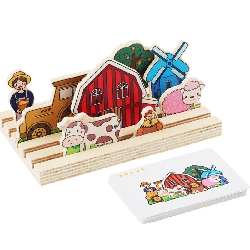 Woods™ - Finden Sie die richtigen Kombinationen! - 3D-Puzzle Bauernhof | Pädagogisches Holzspielzeug von Mein Kleines Baby