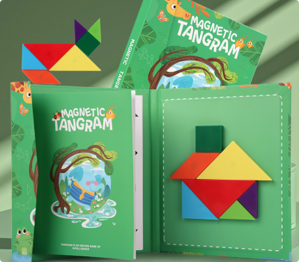 Woods™ - Förderung des logischen Denkens - Tangram-Puzzle aus Holz Groen | Pädagogisches Holzspielzeug von Mein Kleines Baby