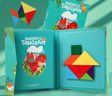 Woods™ - Förderung des logischen Denkens - Tangram-Puzzle aus Holz Lichtblauw | Pädagogisches Holzspielzeug von Mein Kleines Baby