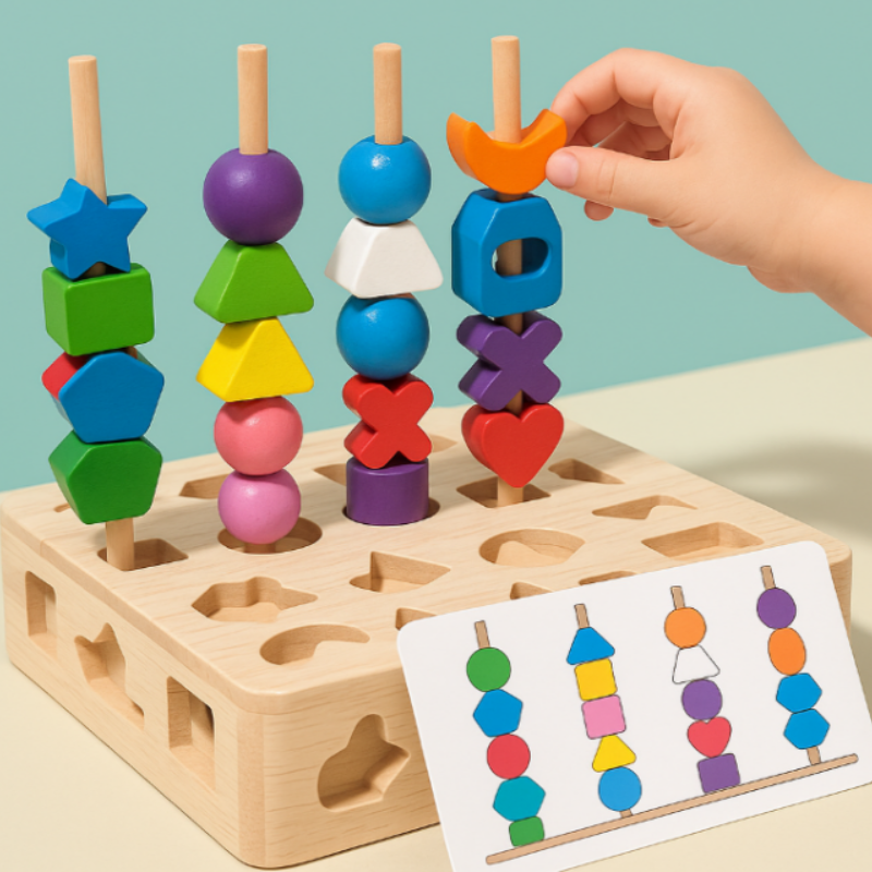 Woods™ - Kreativität fördern&Fähigkeiten verbessern - Buntes Montessori-Puzzle-Set | Pädagogisches Holzspielzeug von Mein Kleines Baby