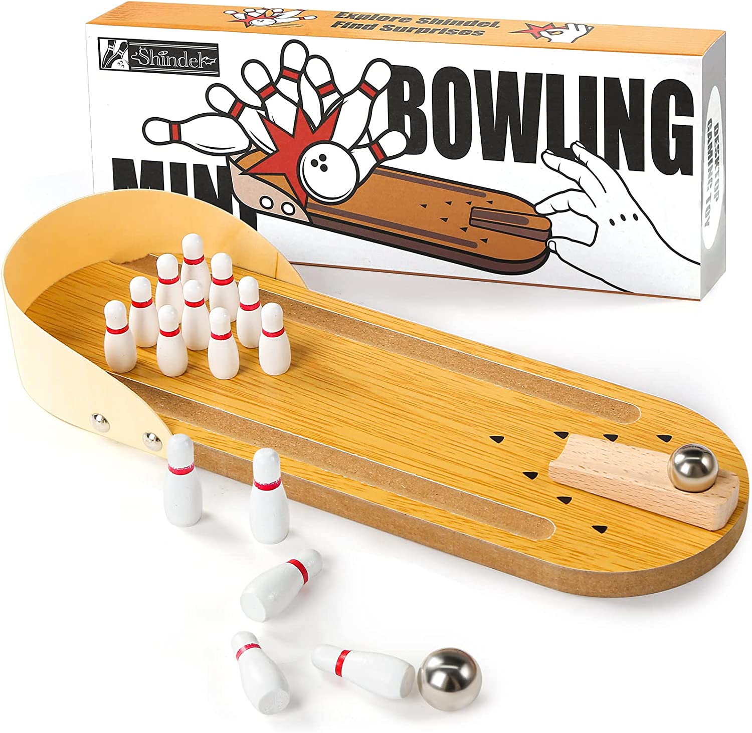 Woods™ - Mini Bowling Game - Holzkegelbahn | Pädagogisches Holzspielzeug von Mein Kleines Baby