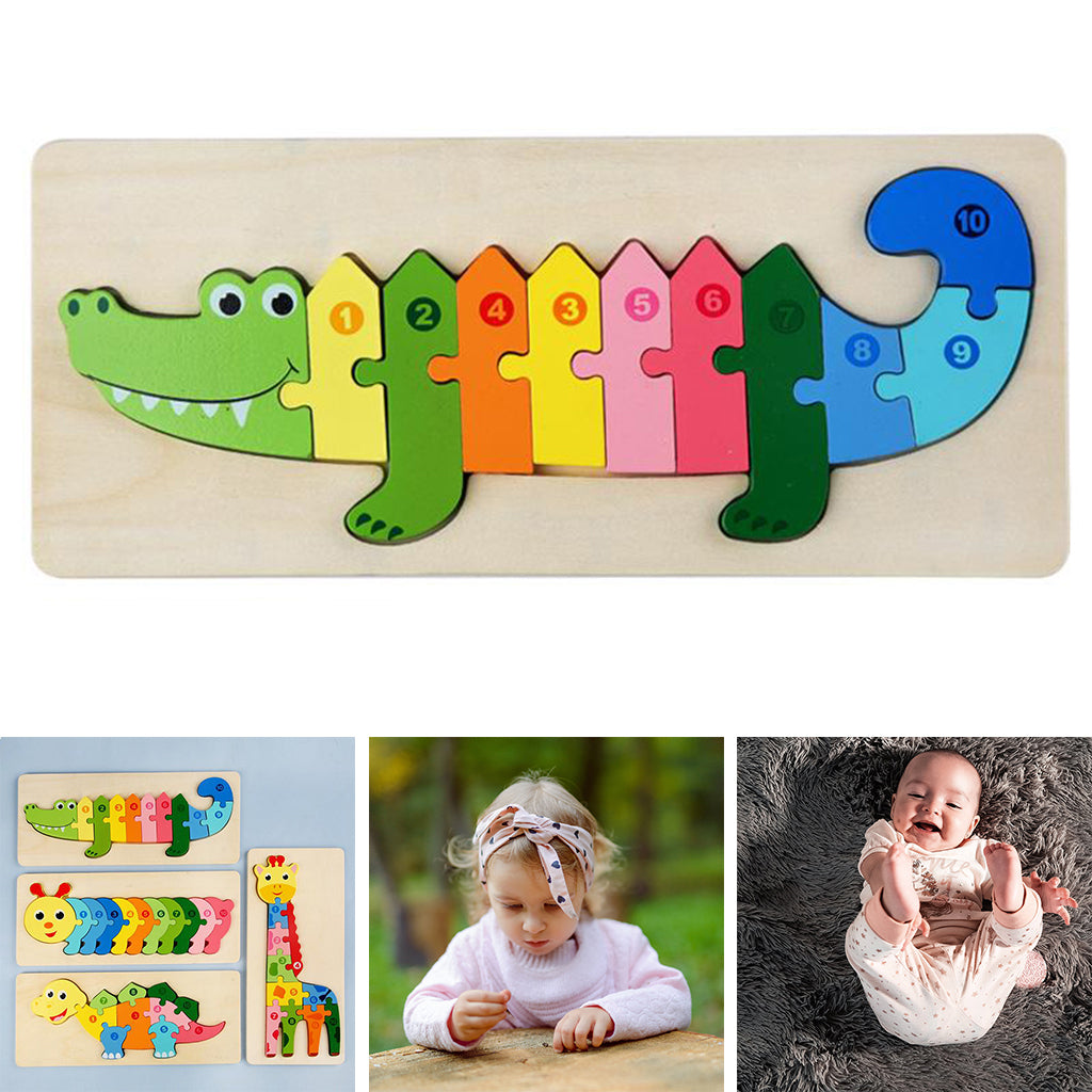 Woods™ - Puzzle für neugierige Köpfe - Tierpuzzle Krokodil | Pädagogisches Holzspielzeug von Mein Kleines Baby