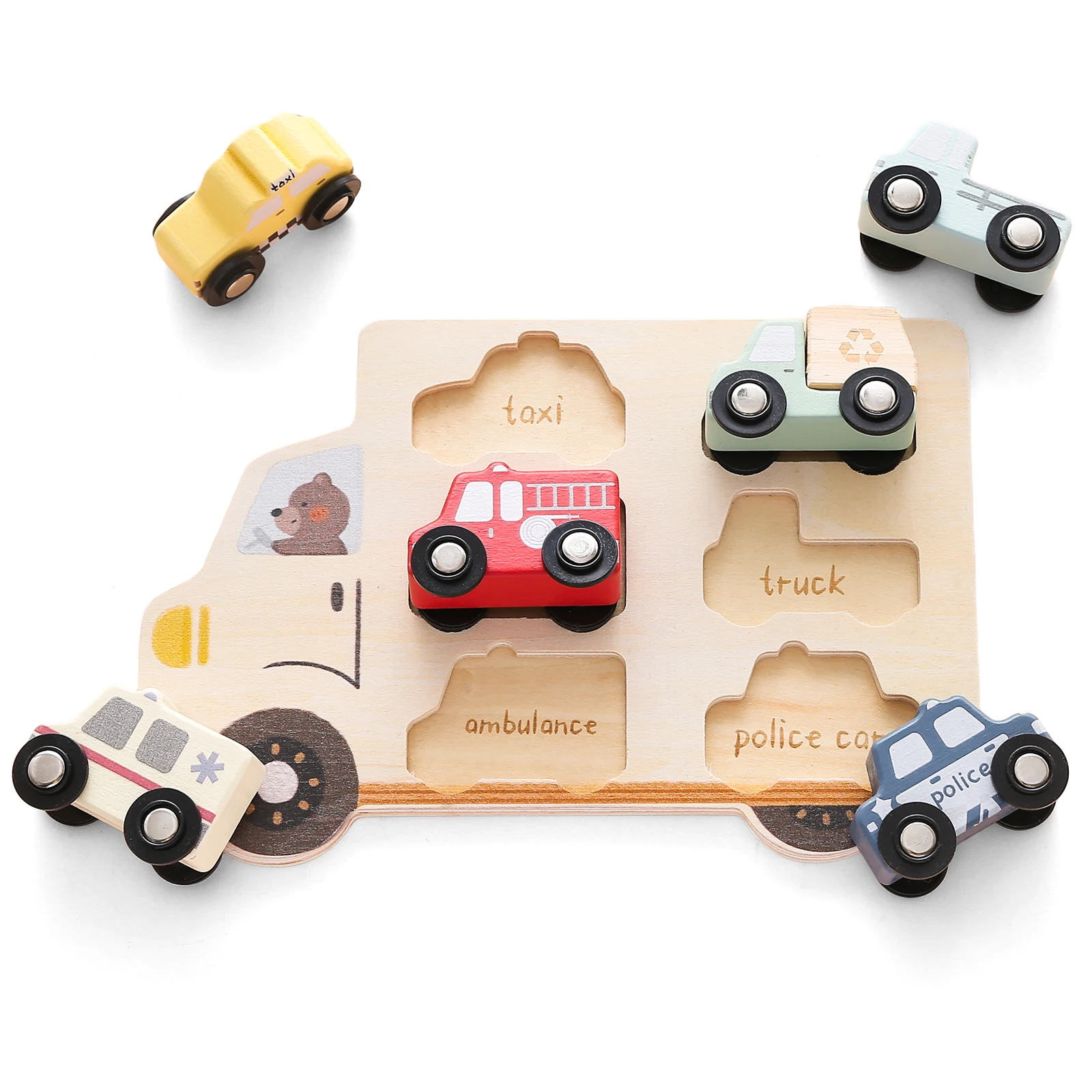 Woods™ – Rätsel-Abenteuer - Auto-Puzzle aus Holz Autos | Pädagogisches Holzspielzeug von Mein Kleines Baby