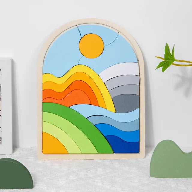Woods™ - Regenbogenblöcke Magic - Puzzle-Blöcke Berg | Pädagogisches Holzspielzeug von Mein Kleines Baby