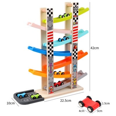 Woods™ l Nostalgisches Spielzeug - Auto-Rampen-Rennbahn | Pädagogisches Holzspielzeug von Mein Kleines Baby