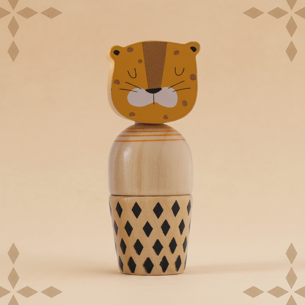 WoodyFriends – Motorik & Spaß – Stapelspielzeug aus Holz in Tierform Tiger | Pädagogisches Holzspielzeug von Mein Kleines Baby