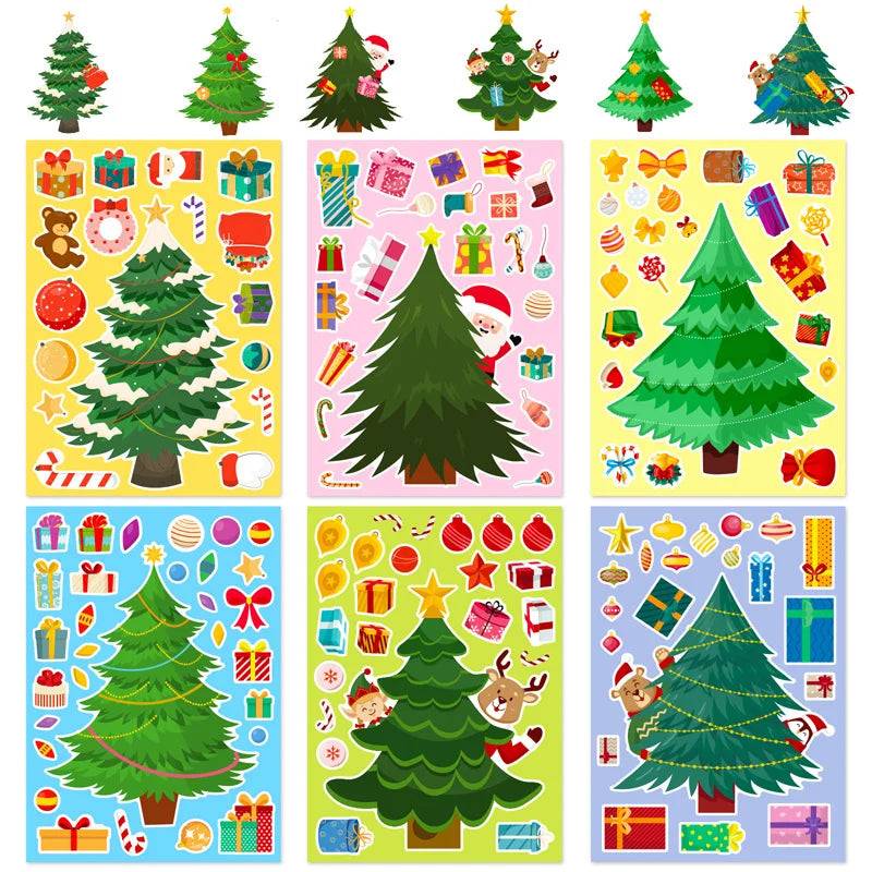 Xmas Tree Stickers™ - Bauen Sie Ihr eigenes Weihnachtswunder - DIY Stickers 6 Bögen Sticker | Pädagogisches Holzspielzeug von Mein Kleines Baby