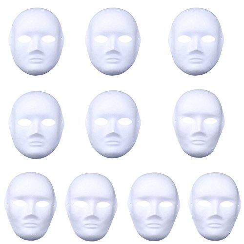 Meimask DIY 10 stücke Weißes Maske Zellstoff Blank Handgemalte Maske Persönlichkeit Kreative Freie Design Maske (5pcs Männer+5pcs Frauenc) von meioro