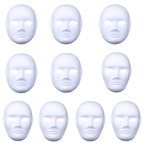 Meimask DIY 10 Stücke Weiße Maske - Zellstoff Blank Handgemalte Persönlichkeit Kreative Freie Design (5 Männer + 5 Frauen) von meioro