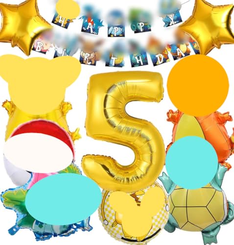 7 Jahr Kindergeburtstag Deko,Geburtstag Dekoration Set,Elfenballon Geburtstagsdeko für Jungen Mädchen Cartoon-Bilder Luftballon,Kinder Geburtstag Luftballons Dekoration (5-s) von Meiruier