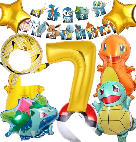 7 Jahr Kindergeburtstag Deko,Geburtstag Dekoration Set,Elfenballon Geburtstagsdeko für Jungen Mädchen Cartoon-Bilder Luftballon,Kinder Geburtstag Luftballons Dekoration (7) von Meiruier