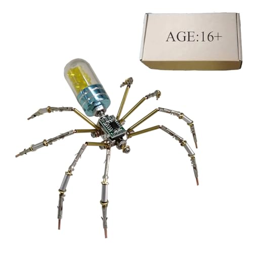 3D Metall Puzzle Spinne Modell Kit mit LED, Steampunk Mechanische Schaltkreis-Spinne, DIY Metall Modellbausatz für Erwachsene - 90+Teile von Meiurlex