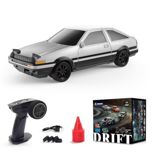 Meiurlex 1:43 Scale Mini RC Drift Car, 2,4GHz 15KM/H hohe Geschwindigkeit Sport Rennauto 4WD Ferngesteuert Auto Modell mit Licht für Jungen Mädchen und Erwachsene von Meiurlex