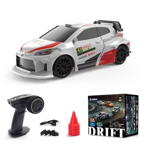 Meiurlex 1:43 Scale Mini RC Drift Car, 2,4GHz 15KM/H hohe Geschwindigkeit Sport Rennauto 4WD Ferngesteuert Auto Modell mit Licht für Jungen Mädchen und Erwachsene von Meiurlex