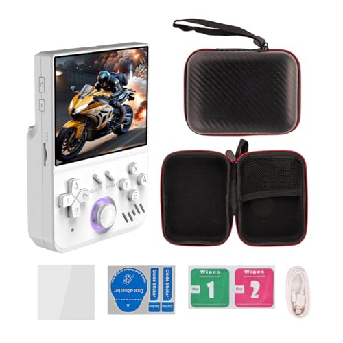 Meiurlex 𝟐𝟎𝟐𝟓 𝐍𝐞𝐮 My MINI Retro Spielkonsole mit 64GB TF Karte, 3,5-Zoll IPS Bildschirm RK3326 Linux System Handheld Spielkonsole, Video Arcade Player unterstützt über 30 Emulatoren von Meiurlex