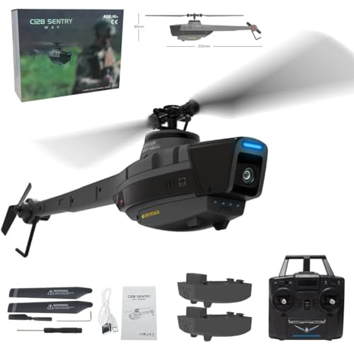 Meiurlex C128 Scout RC Hubschrauber mit Kamera, 2.4GHz Bürstenloser Einzelrotor Fernbedienung Hubschrauber 6-Achsen-Gyro, Höhenhaltefunktion Geschenk für Anfänger von Meiurlex