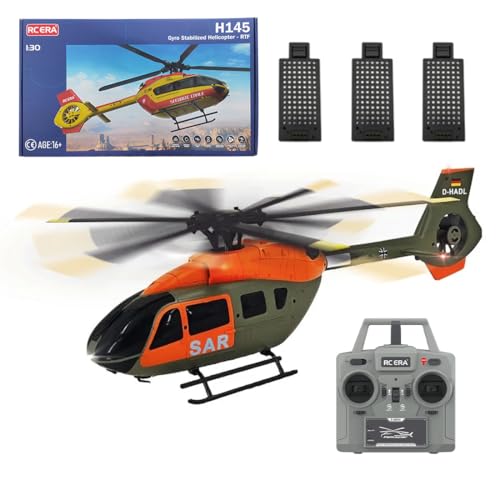 Meiurlex C190 Ferngesteuerter Hubschrauber, 2.4G 6CH RC Helikopter Helikopter Geschenk für Erwachsene und Jugendliche, Optische Flusspositionierung & Höhenlage Halten (1:30/RTF Version) von Meiurlex