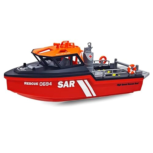 Meiurlex Ferngesteuertes Rettungsboot, 2,4-GHz Wasserdichtes Rennboote 1:32 RC Schlepper Simulations Modell, 8 KM/H Hochgeschwindigkeits Rennboot für Pool & Seen, Erwachsene von Meiurlex