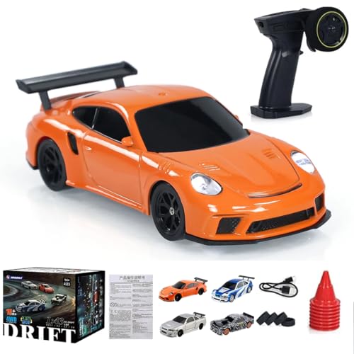 Meiurlex RC Drift Car mit Lichtern, 1:43 Ferngesteuertes Drift Auto 2,4G Voll Proportionales 15km/h Mini RC Racing Drift Auto Spielzeug Geschenk für Erwachsene Kinder von Meiurlex