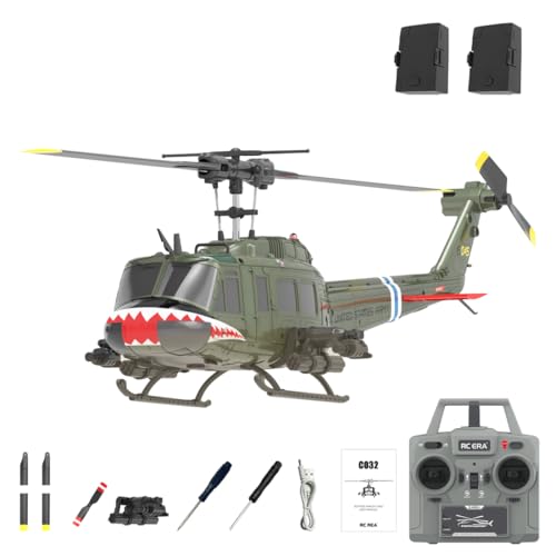Meiurlex RC ERA C032 RC Hubschrauber, 2.4G 6CH UH-1 Huey Ferngesteuertes Helicopter, 1/48 Maßstab Militär Hubschrauber Outdoor Flugzeug Spielzeug für Erwachsene Anfänger von Meiurlex