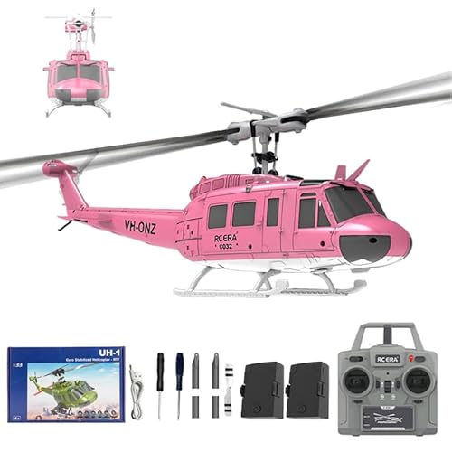 Meiurlex RC ERA C032 UH-1 Huey RC Helikopter für Erwachsene, 1/48 2,4G 6-Kanal Gyro-stabilisiertes Ferngesteuertes Flugzeug mit Höhenhaltung & Optischem, One Key Start/Landung von Meiurlex