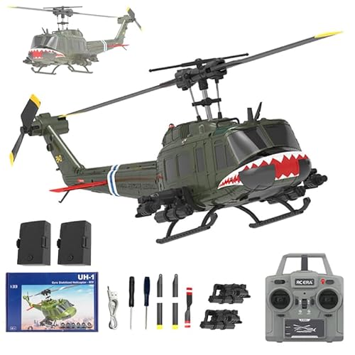 Meiurlex RC ERA C032 UH-1 Huey RC Helikopter für Erwachsene, 1/48 2,4G 6-Kanal Gyro-stabilisiertes Ferngesteuertes Flugzeug mit Höhenhaltung & Optischem, One Key Start/Landung von Meiurlex