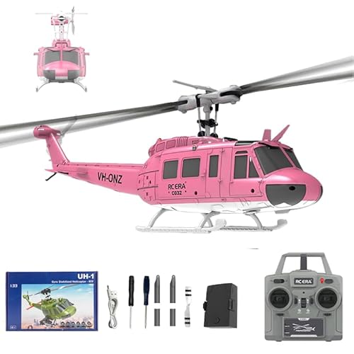Meiurlex RC ERA C032 UH-1 Huey RC Helikopter für Erwachsene, 1/48 2,4G 6-Kanal Gyro-stabilisiertes Ferngesteuertes Flugzeug mit Höhenhaltung & Optischem, One Key Start/Landung von Meiurlex