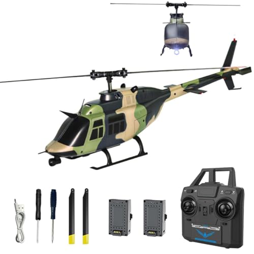Meiurlex RC ERA C138 Bell 206 RC Helikopter mit 6-Achsen Gyro, 2,4G 6 Kanal 1/33 Fernsteuerungsflugzeug mit Höhenhaltung & Optischer Flusspositionierung, Start/Landung mit Einer Taste von Meiurlex