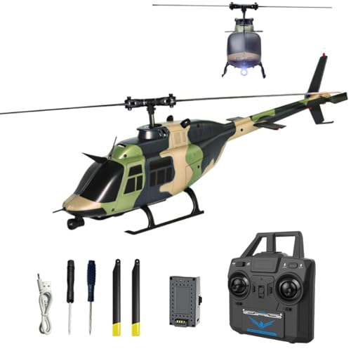 Meiurlex RC ERA C138 Bell 206 RC Helikopter mit 6-Achsen Gyro, 2,4G 6 Kanal 1/33 Fernsteuerungsflugzeug mit Höhenhaltung & Optischer Flusspositionierung, Start/Landung mit Einer Taste von Meiurlex
