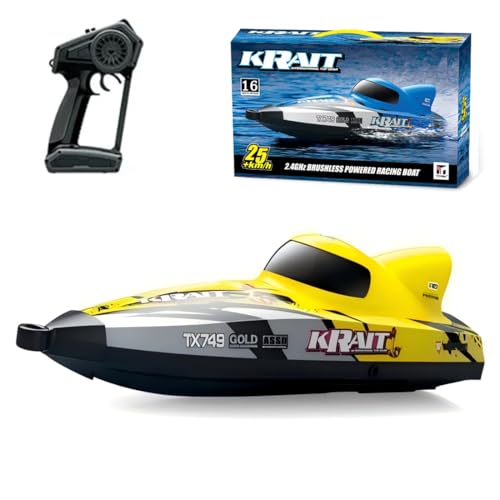 Meiurlex RC Turbojet Boot für Pools & Seen, 2,4-GHz Bürstenlosem Motor Gerngesteuertes Boot Modell, 25 KM/H Schnelles Wasserdichtes Schnellboot, Spielzeug für Erwachsene von Meiurlex