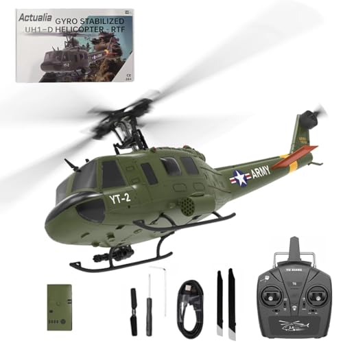 Meiurlex YUXIANG F07 UH-1D RC Hubschrauber für Erwachsene, 1/34 6CH Bürstenloses Direktantriebs Helikopter Modell mit 6-Achsen-Gyro, 3D/6G RC-Flugzeug Modell Spielzeug (1 Akku) von Meiurlex