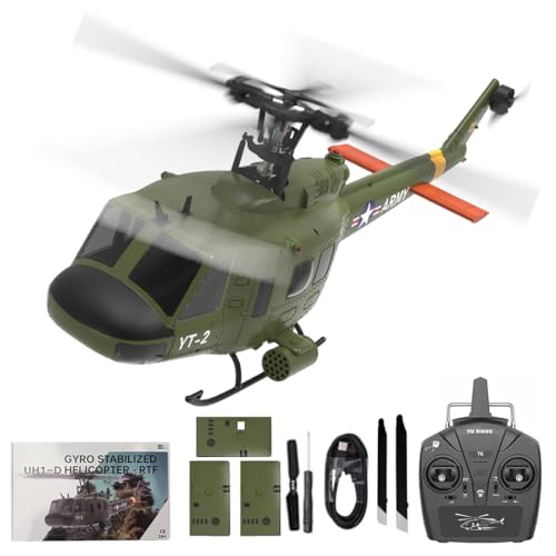 Meiurlex YUXIANG F07 UH-1D RC Hubschrauber für Erwachsene, 1/34 6CH Bürstenloses Direktantriebs Helikopter Modell mit 6-Achsen-Gyro, 3D/6G RC-Flugzeug Modell Spielzeug (3 Akku) von Meiurlex