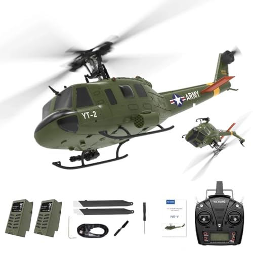 Meiurlex YUXIANG F07-V UH1D RC Helicopter, 1/34 Scale 6CH 2.4GHz Remote Control Aircraft Model, 3D/6G Brushless Direct-Drive Flybarless Military Helicopter for Adult - RTF von Meiurlex