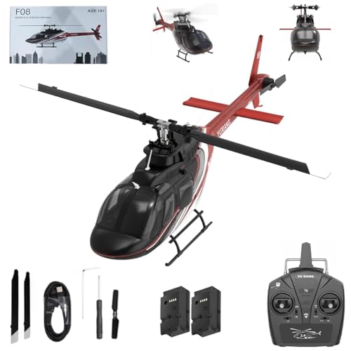 Meiurlex YUXIANG F08 Bell 206 RC Hubschrauber, 1/27 6CH Bürstenloses Direktantriebs Helikopter mit 6-Achsen-Gyro, RC Flugzeug Modell Spielzeug für Erwachsene (2 Akku) von Meiurlex