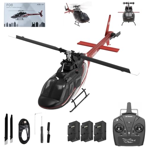 Meiurlex YUXIANG F08 Bell 206 RC Hubschrauber, 1/27 6CH Bürstenloses Direktantriebs Helikopter mit 6-Achsen-Gyro, RC Flugzeug Modell Spielzeug für Erwachsene (3 Akku) von Meiurlex