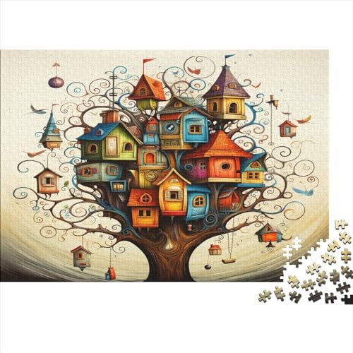 Baumhaus Puzzle Erwachsene 1000 Teile Kunst Gemälde Geburtstag Wohnkultur Educational Spiele Family Challenging Spiele Stress Relief Toy 500pcs (52x38cm) von MekUk