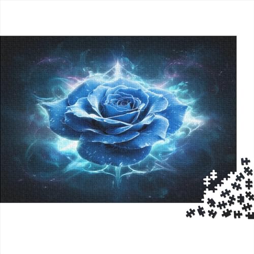 Blaue Rose Puzzle Erwachsene 1000 Teile EIS-Rose Geburtstag Moderne Wohnkultur Family Challenging Spiele Lernspiel Stress Relief Toy 1000pcs (75x50cm) von MekUk