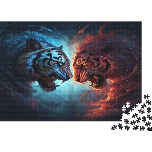 Blauer Tiger 1000 Teile Roter Tiger Erwachsene Puzzle Family Challenging Spiele Geburtstag Home Decor Lernspiel Entspannung Und Intelligenz 1000pcs (75x50cm) von MekUk