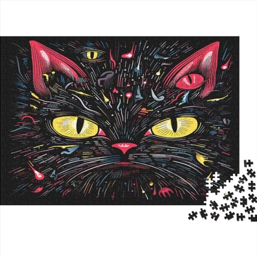 Bunte Katzen 1000 Teile Schwarze Katze Erwachsene Puzzle Family Challenging Spiele Geburtstag Home Decor Lernspiel Entspannung Und Intelligenz 500pcs (52x38cm) von MekUk