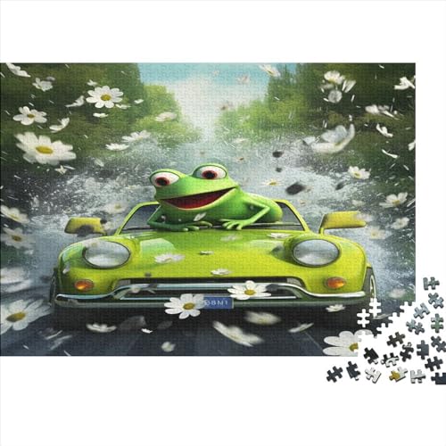 Frosch fährt Auto Erwachsene 1000 Teile Niedlicher Frosch Puzzle Lernspiel Family Challenging Spiele Geburtstag Home Decor Entspannung Und Intelligenz 1000pcs (75x50cm) von MekUk