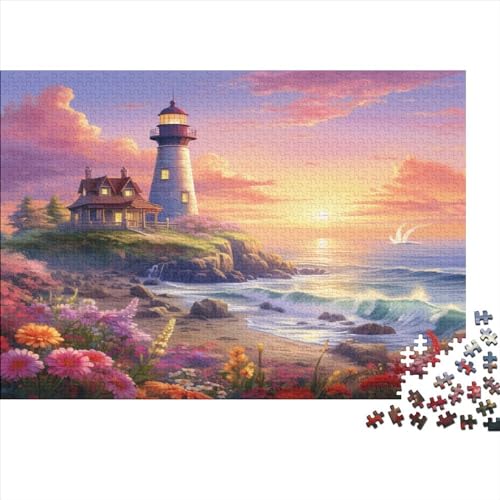 Leuchtturm an der Küste 1000 Teile Puzzle Erwachsene Lernspiel Geburtstag Family Challenging Spiele Wohnkultur Entspannung Und Intelligenz 500pcs (52x38cm) von MekUk