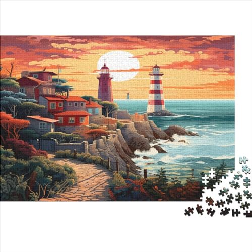 Leuchtturm an der Küste Erwachsene Puzzle 1000 Teile Family Challenging Spiele Geburtstag Wohnkultur Lernspiel Entspannung Und Intelligenz 300pcs (40x28cm) von MekUk