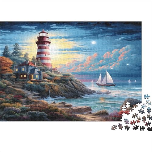 Leuchtturm an der Küste Puzzles 1000 Teile Erwachsene Lernspiel Home Decor Geschicklichkeitsspiel Für Die Ganze Familie Geburtstag Stress Relief 500pcs (52x38cm) von MekUk