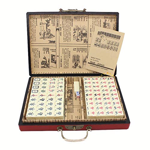 MekUk Chinesisches Schach 144 stücke Retro Mahjong Würfel Kunststoff Tragbare Leder Box Reisen Multiplayer Board Spiel Unterhaltung Casual Party-Aktivitäten (Size : 2.4 * 1.7 * 1.1cm) von MekUk