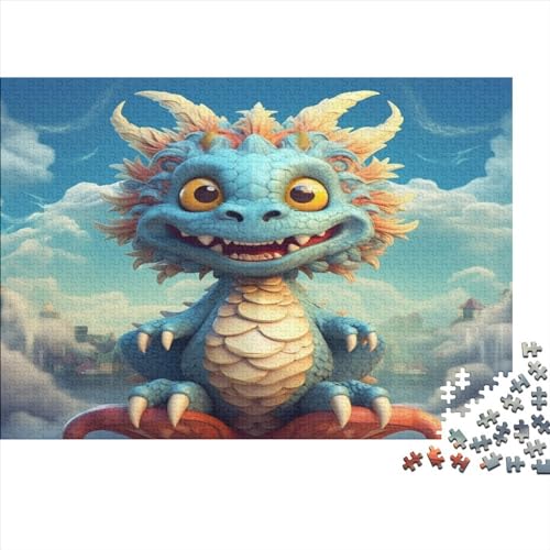 Niedlicher Drache Erwachsene 1000 Teile Blauer Drache Puzzle Lernspiel Moderne Wohnkultur Geburtstag Family Challenging Spiele Stress Relief 1000pcs (75x50cm) von MekUk