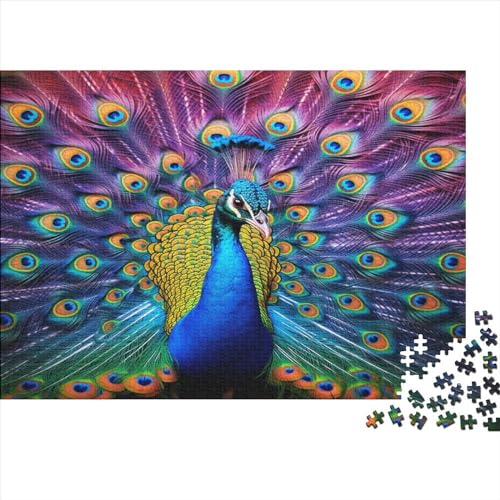 Pfau Puzzles 1000 Teile Schöne Federn Für Erwachsene Family Challenging Spiele Moderne Wohnkultur Geburtstag Educational Spiele Stress Relief 500pcs (52x38cm) von MekUk